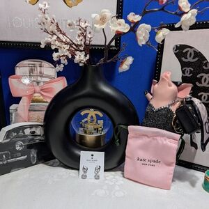 Kate Spade Silver And Crystal Sunburst Huggie Silver Tone Earrings